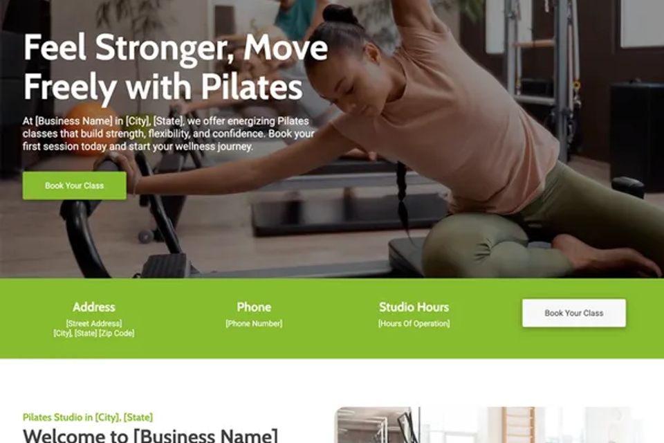 Pilates studio website design theme original