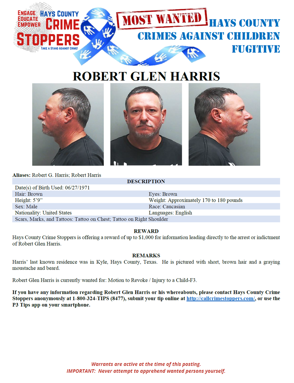 Harris most wanted poster