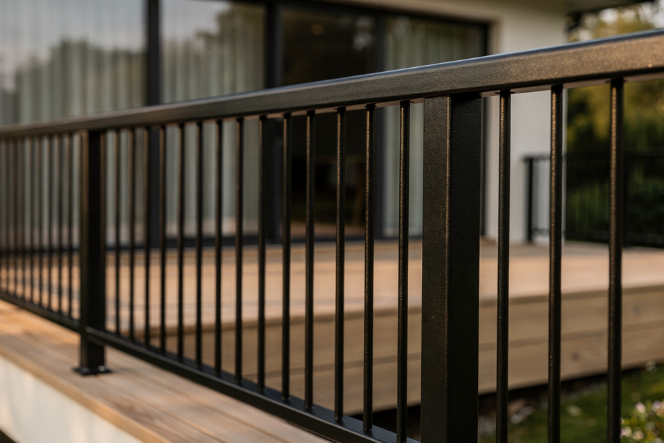 Powder coated deck railing