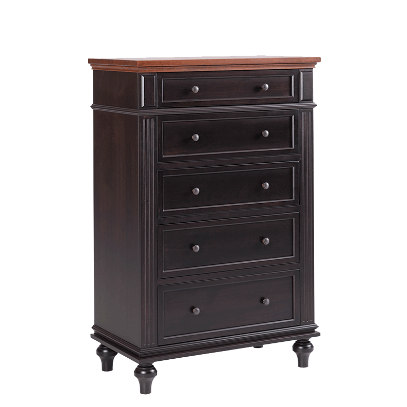 Trf hampton bun foot 5 drawer chest