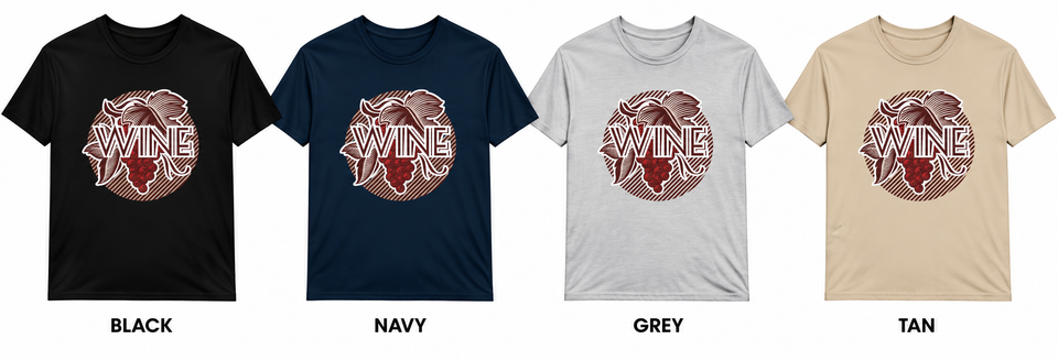 Wine emblem t shirt color display