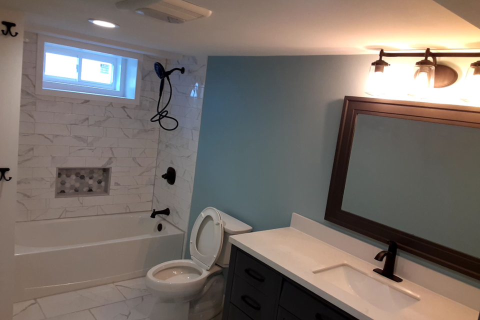 Finished bathroom project, done by Taurus Contracting Inc., of Suffolk County, NY