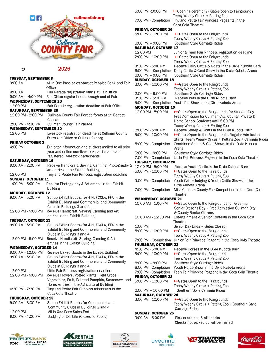 Fair calendar 2026 r6