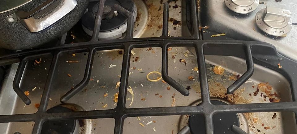 Stove top   very dirty