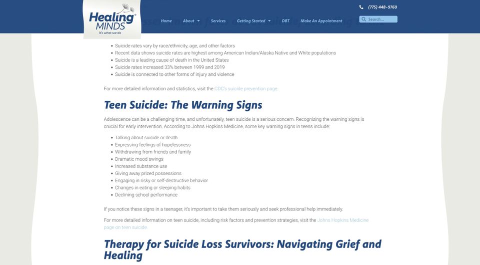 Screenshot of KPCopy's work with StanCan Design & Healing Minds of Reno