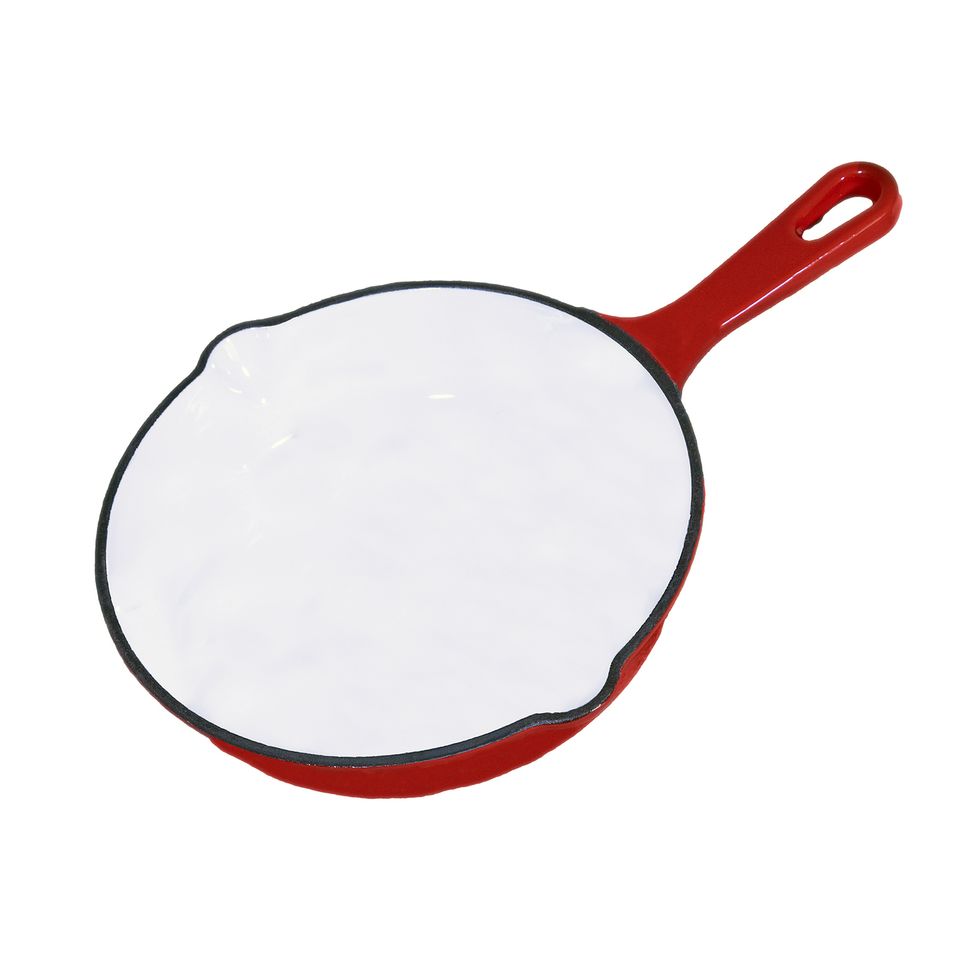 Red white enamel pan