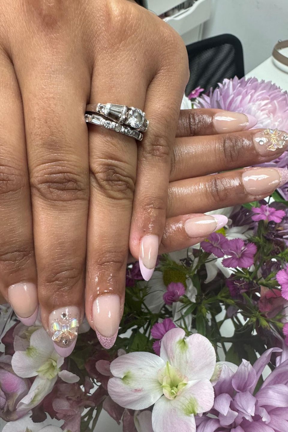 woman hands with manicure done