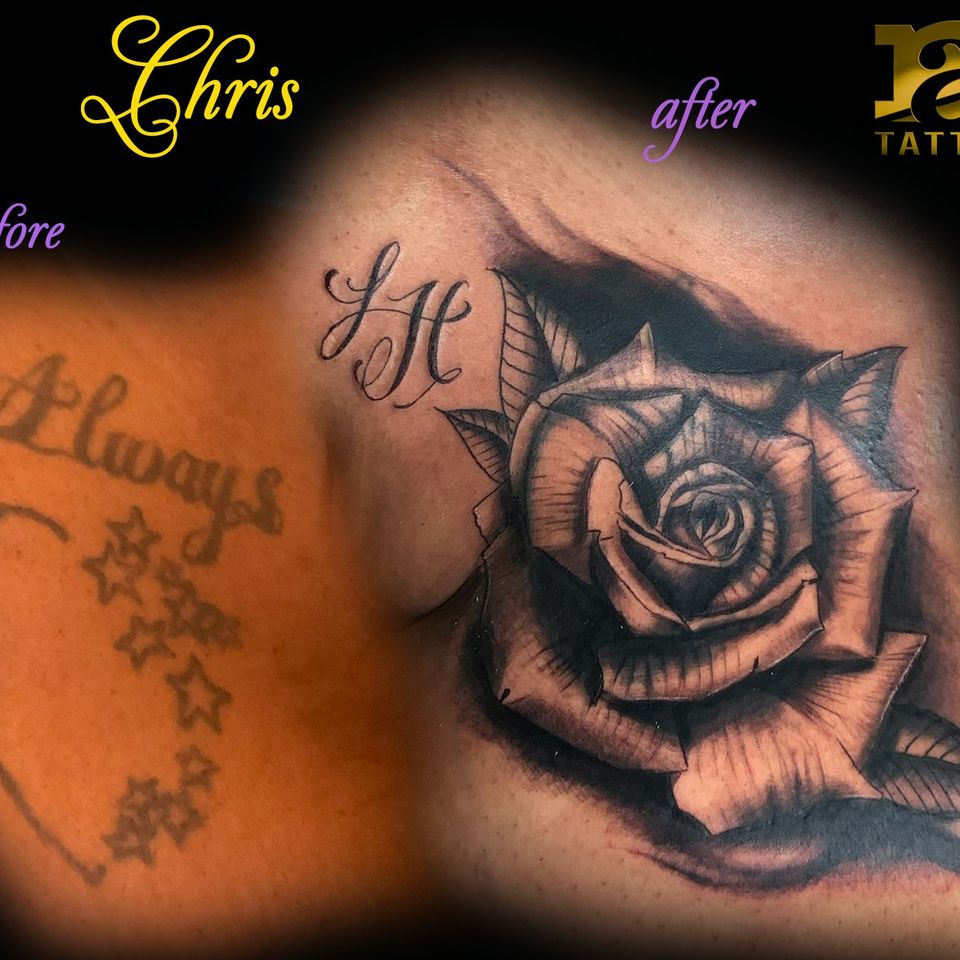 Chris initial rose coverup