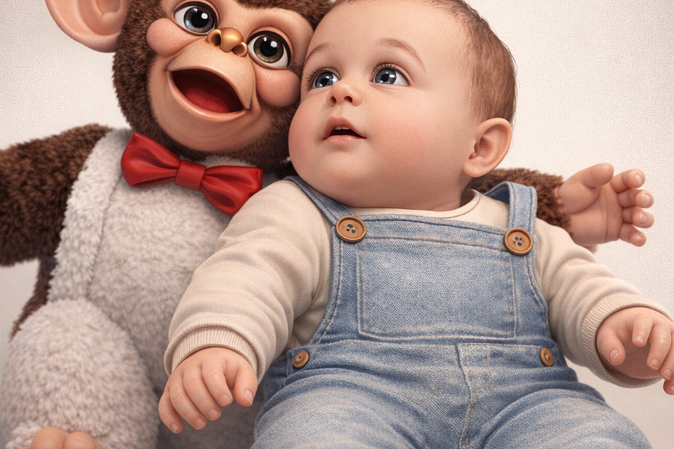 3d animated baby and monkey