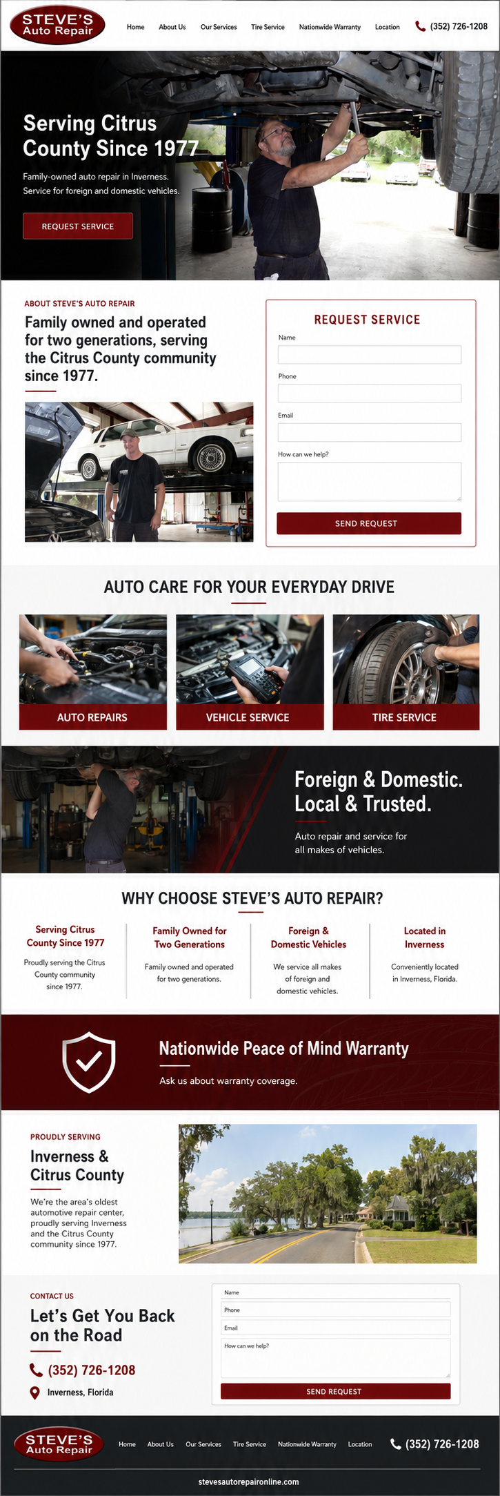 Steve's auto repair mockup