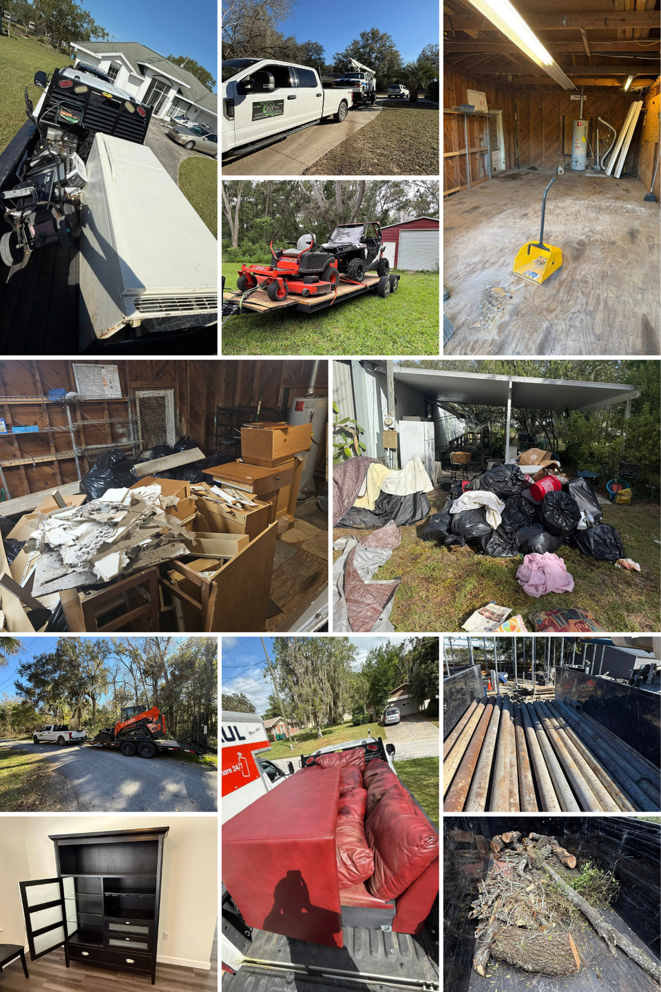 A photo collage of JNJ Hauling Solutions previous jobs