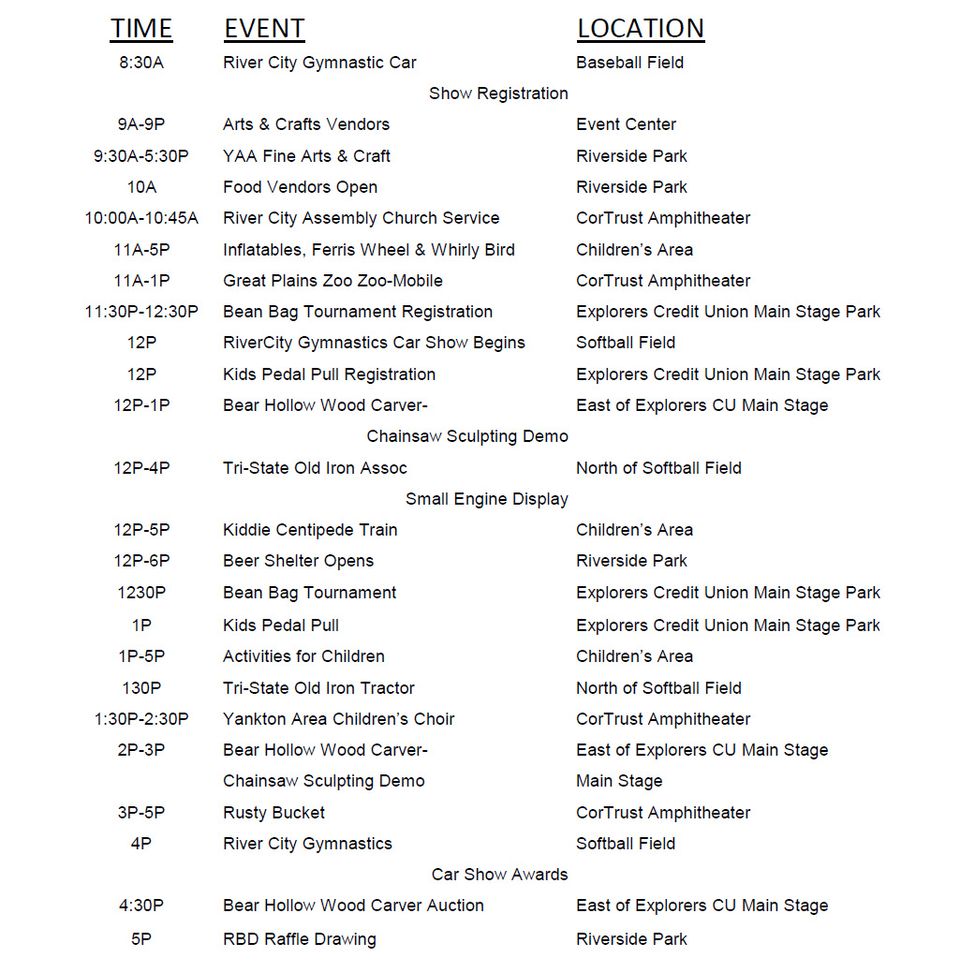 yankton riverboat days 2024 schedule