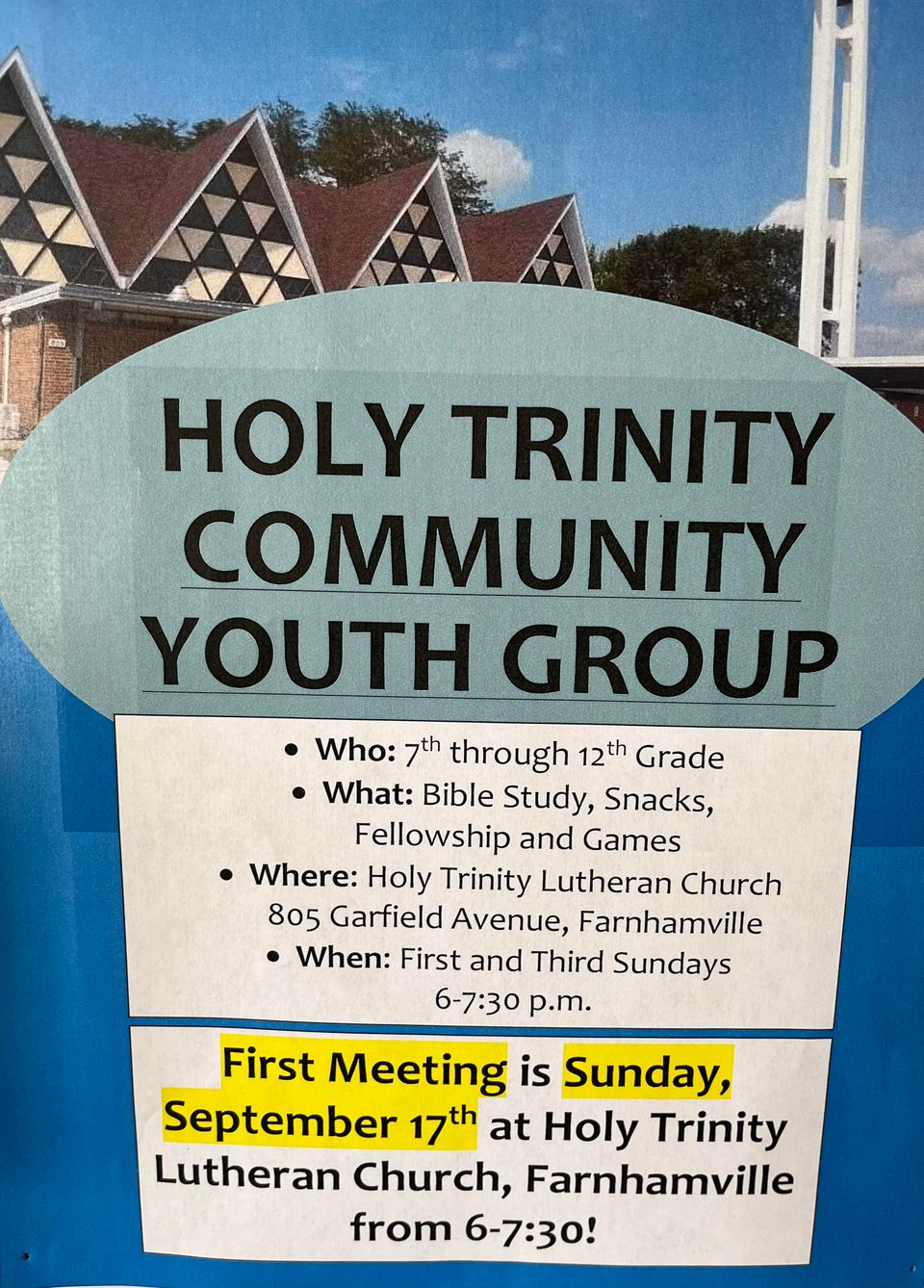 Holy trinity youth group poster