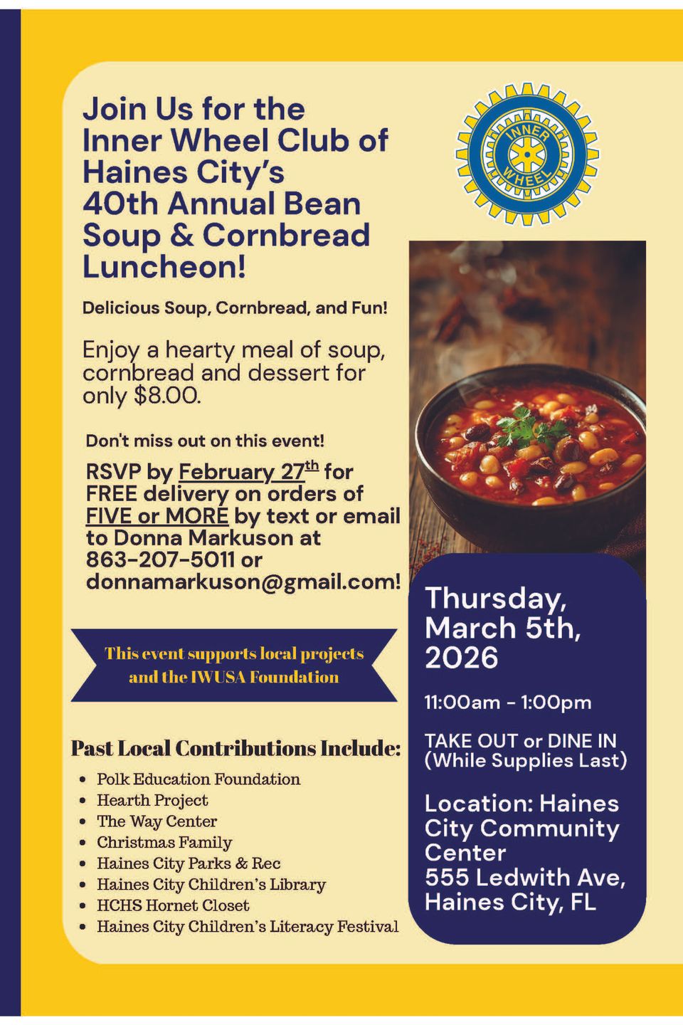 Update 1 bean soup luncheon flyer