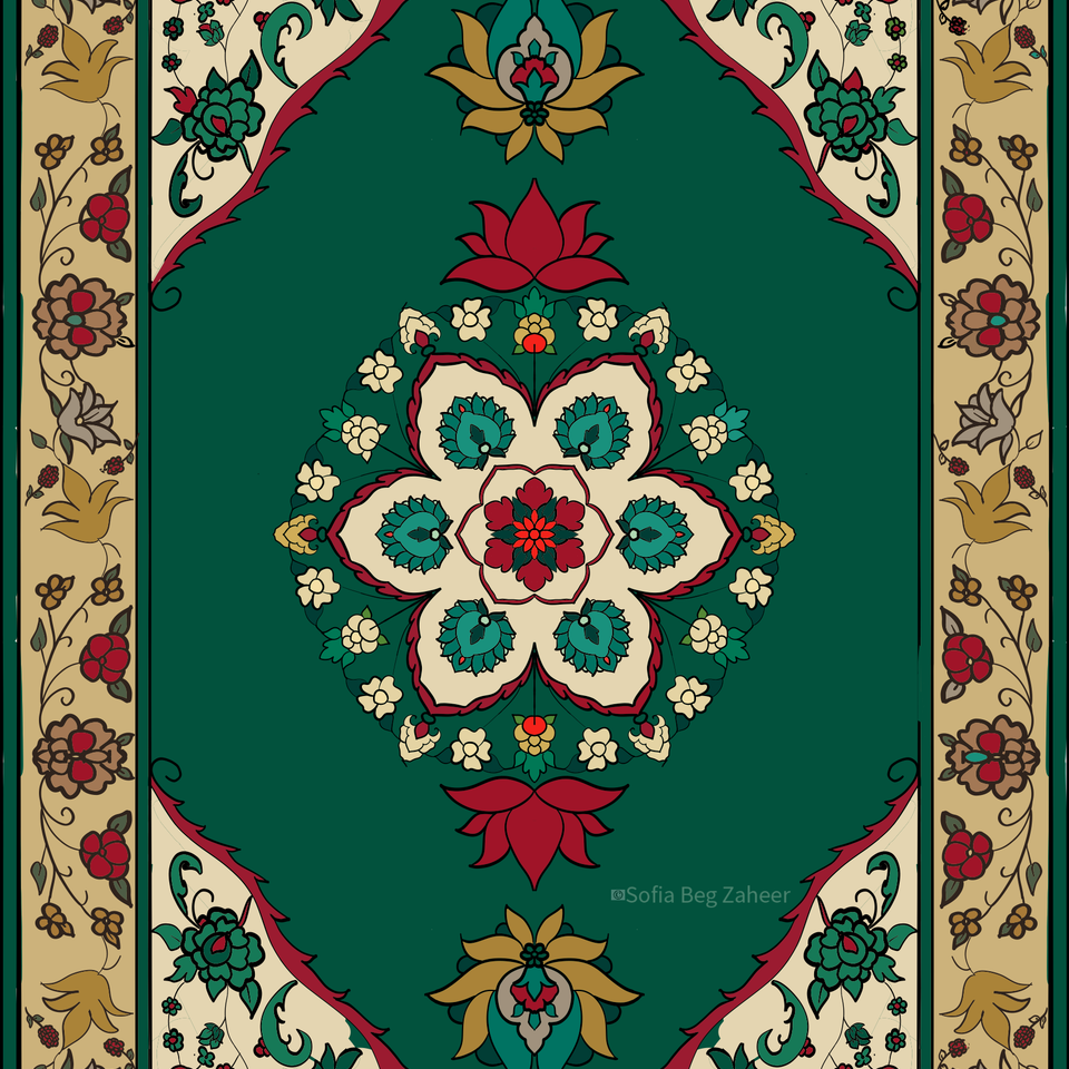 Emerald garden rug