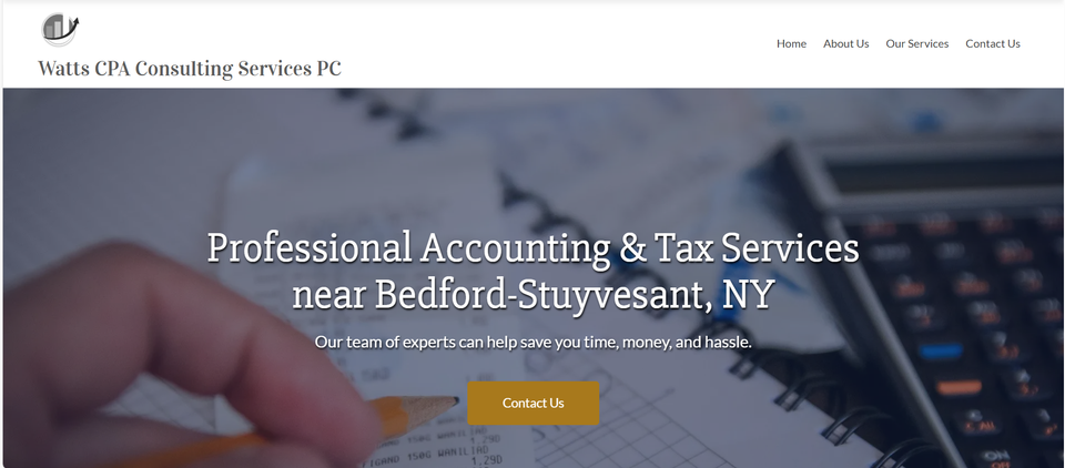 Watts cpa consulting website demo screenshoot via ebx web design services