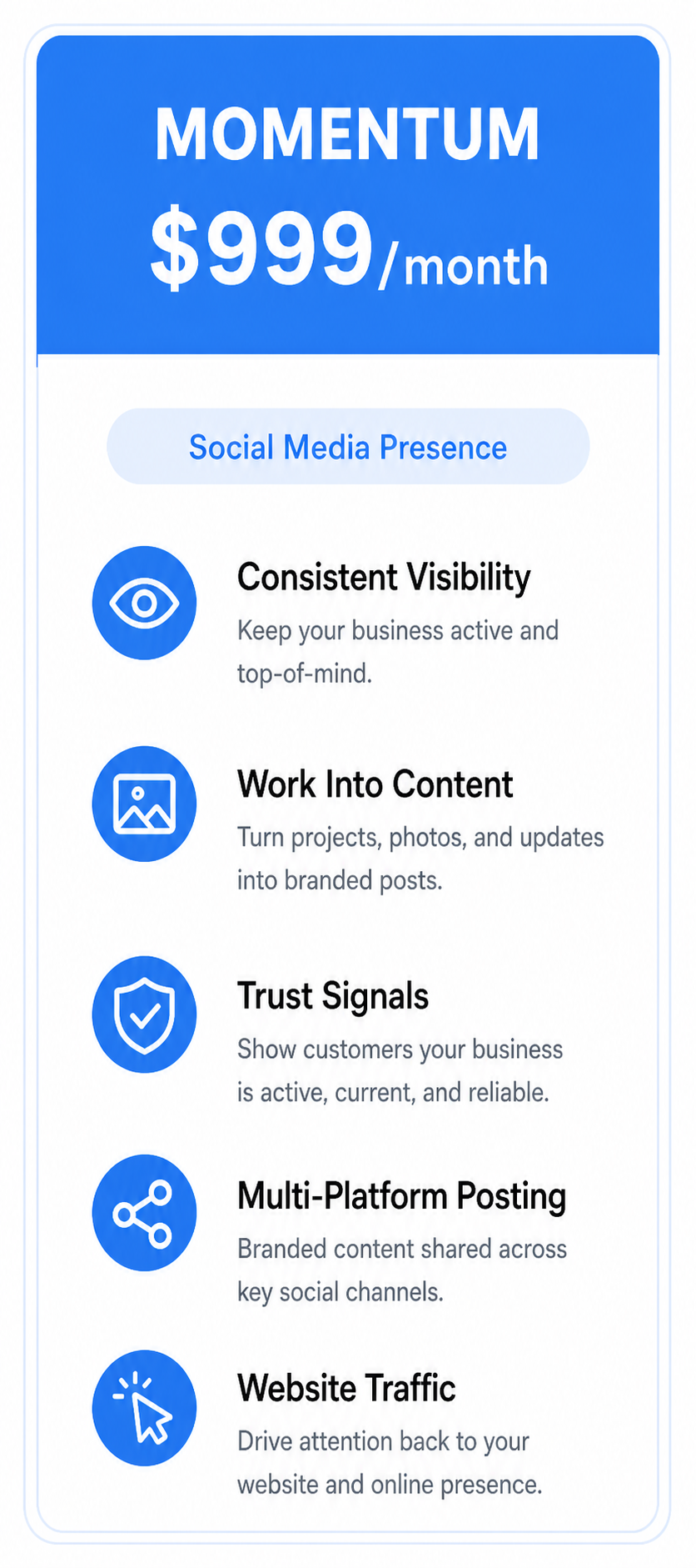 Momentum NoticeEdge pricing plan for social media presence