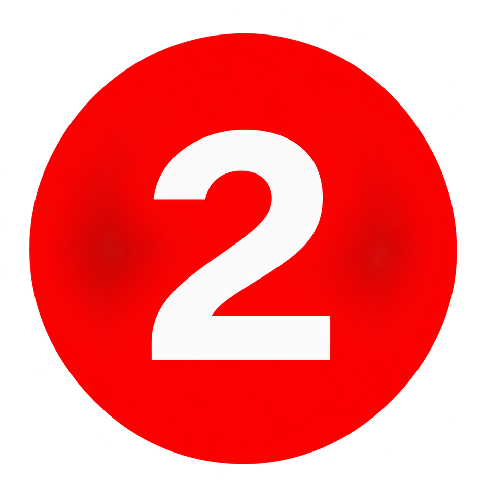 White number 2 in red circle