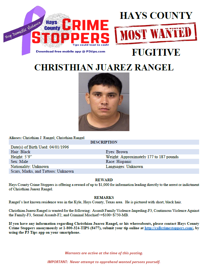 Rangel most wanted poster