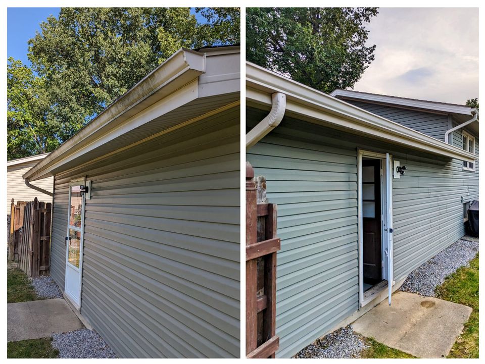 Before and after exterior cleaning projects completed by The Truth Service Company