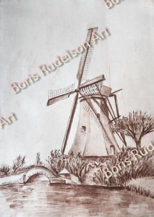 Sepia. Windmill