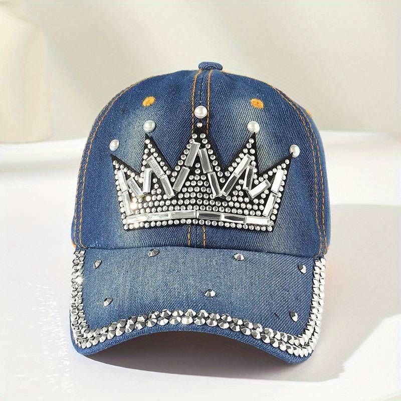 Great example of rhinestone blink on a cap in a King's crown design