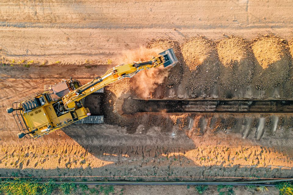 Excavation project trenching drainage