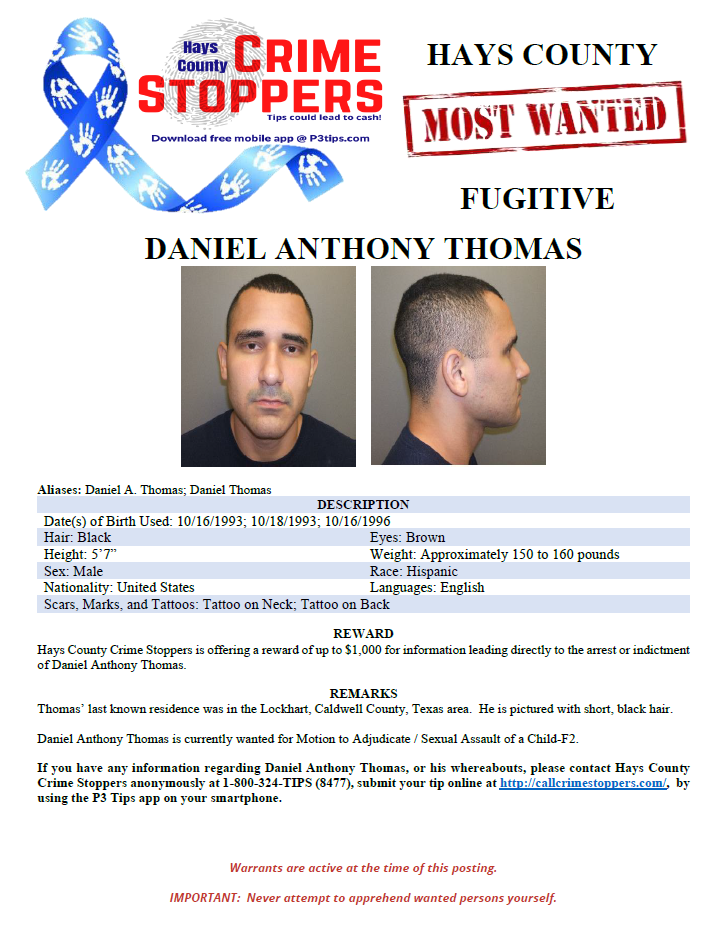 Thomas most wanted poster