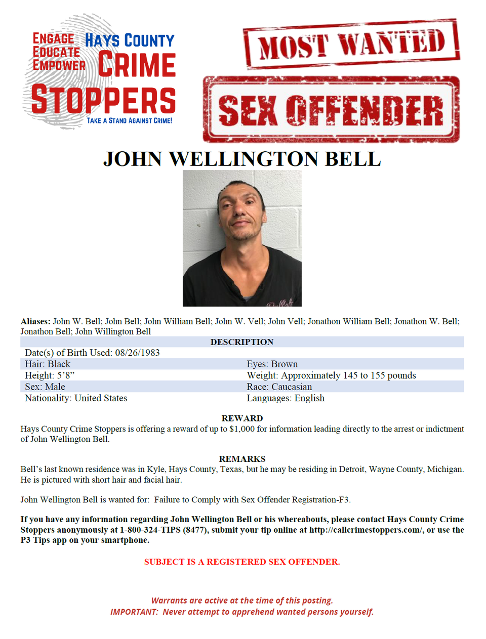 Bell most wanted poster