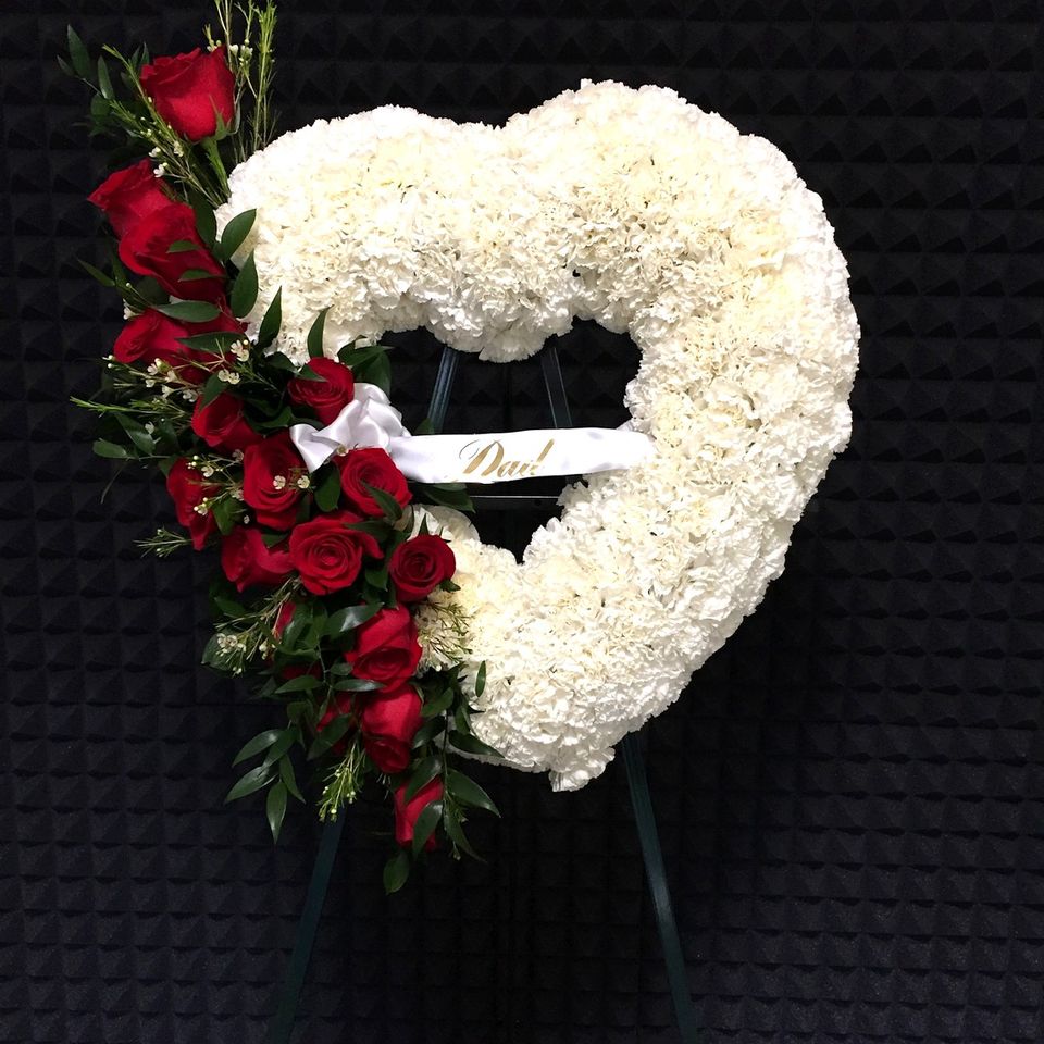 Hcf white heart rose dad black background
