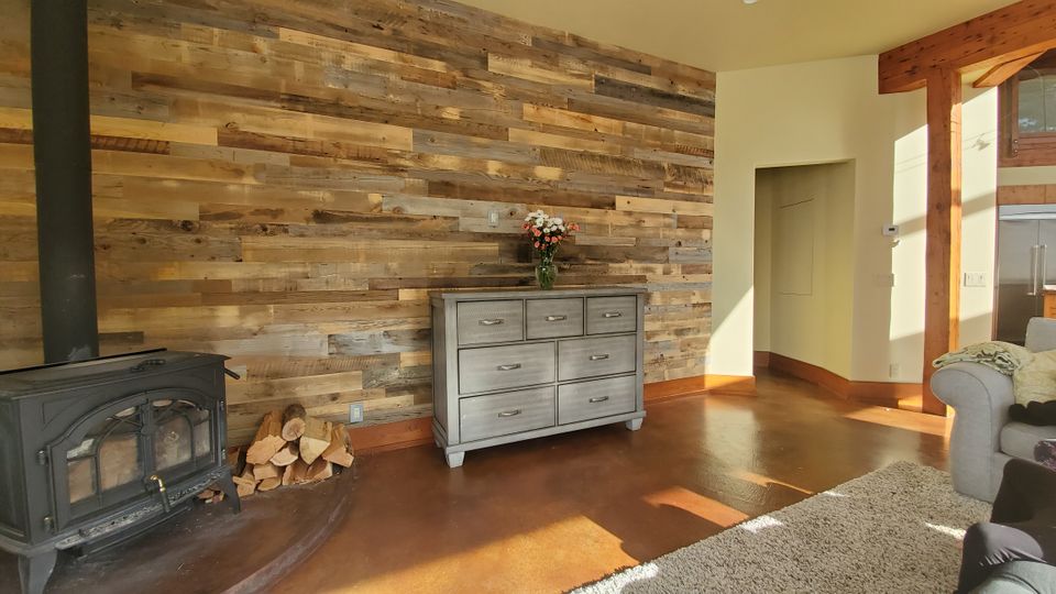 Reclaimed wood wall after
