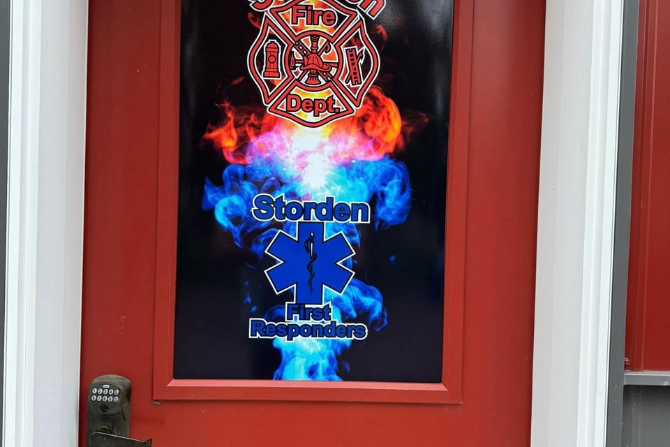 Storden fire dept window signs