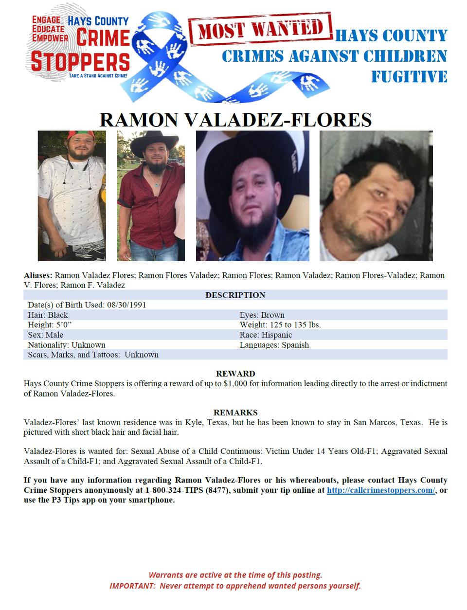 Valadez flores wanted poster