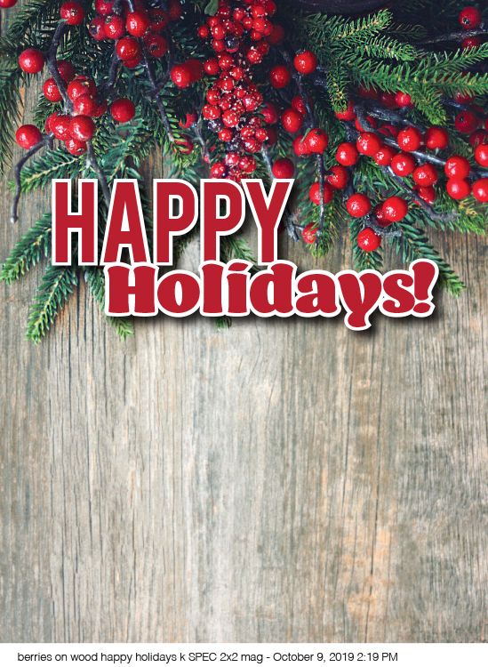 Berries on wood happy holidays k spec 2x2 mag