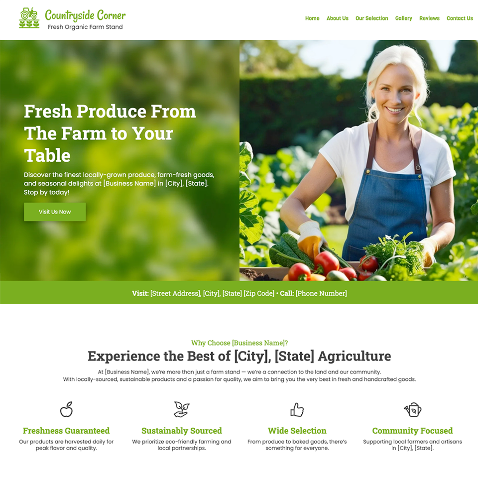 Farm stand website design theme