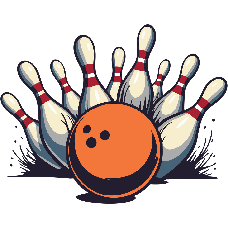 Bowling   pins and orange 12