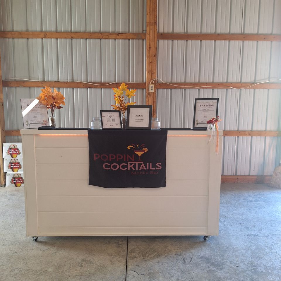 6ft wooden mobile bar with white finish