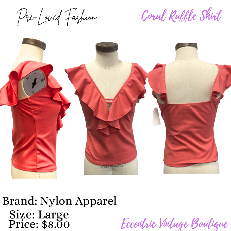 Coral ruffle shirt
