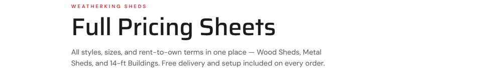 Pricing sheets