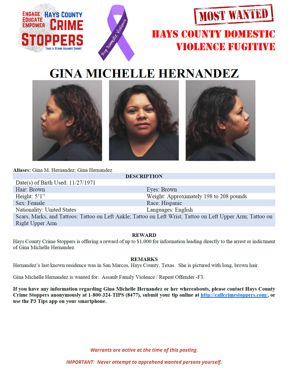 G hernandez most wanted poster