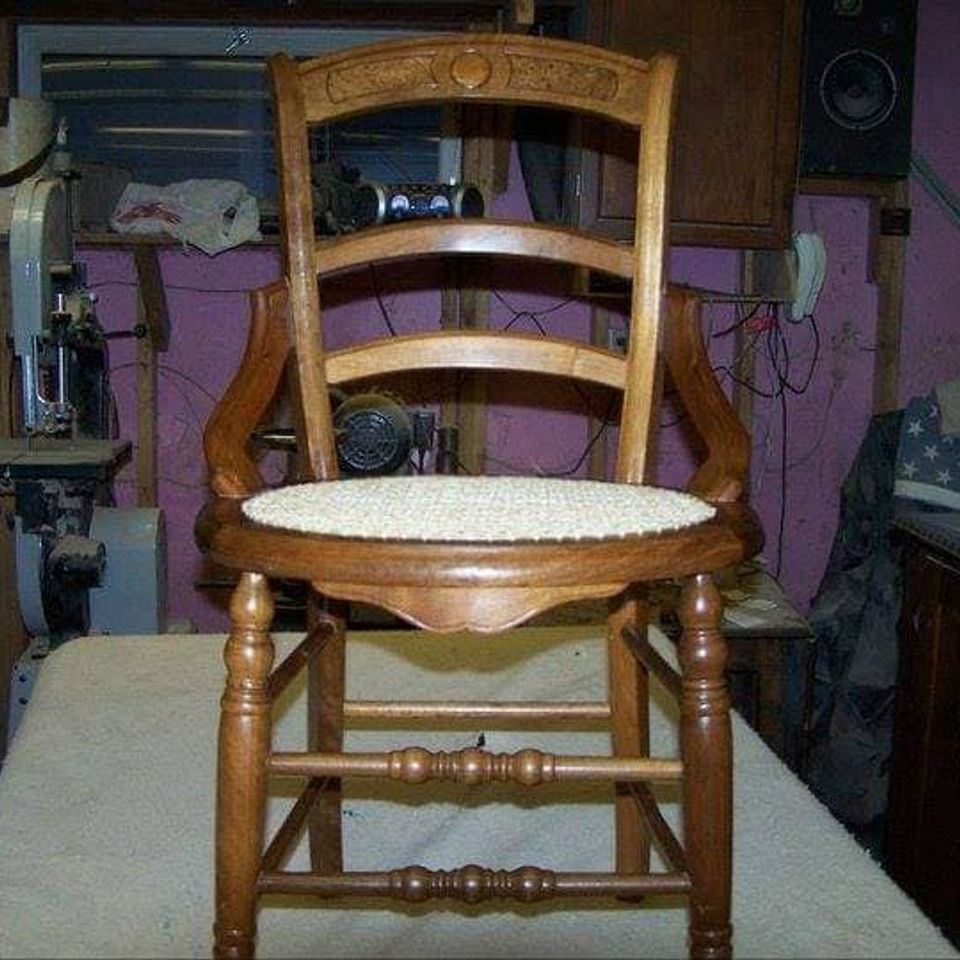 Hand  woven caned chair 1