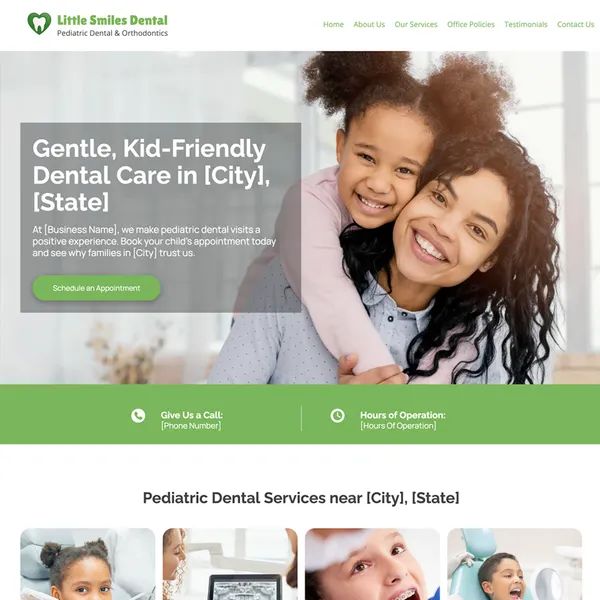 Pediatric dentistry website design theme original