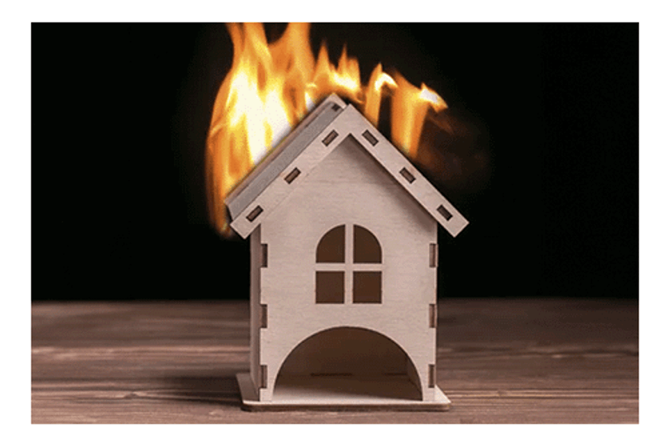 Model house on fire