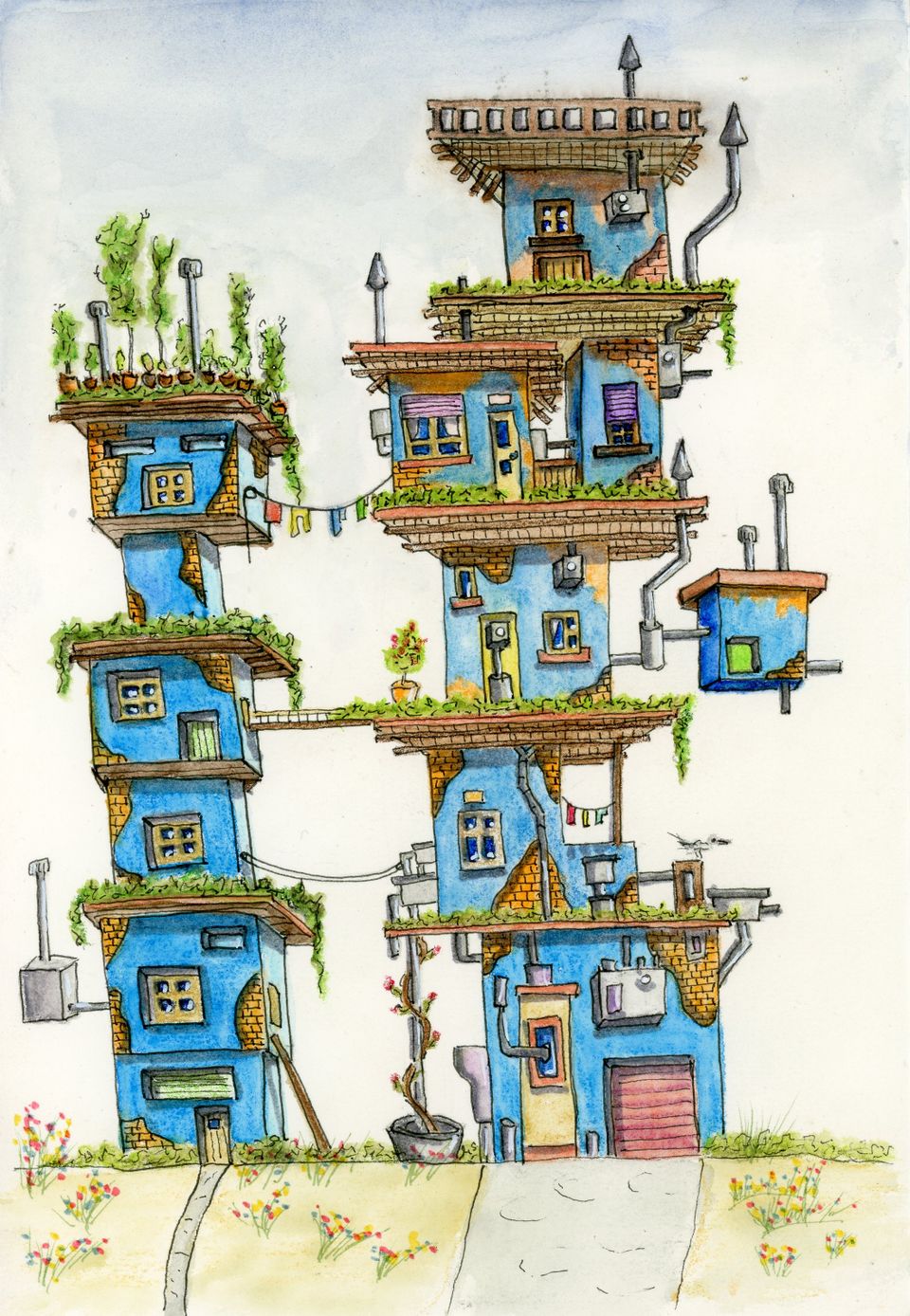 Whimsical Blue House