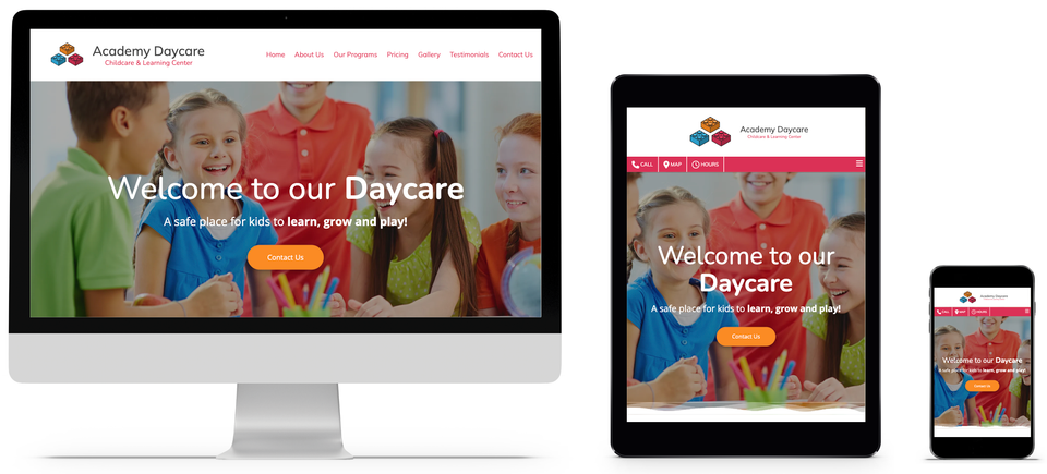 Daycare childcare learning center website design