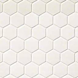 White matte 2x2 hexagon mosaic