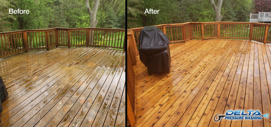 Cedar deck before after