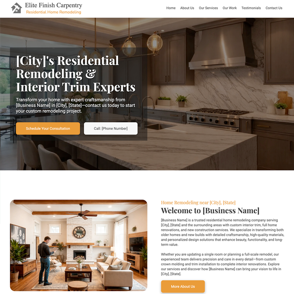 Home remodeling website design theme