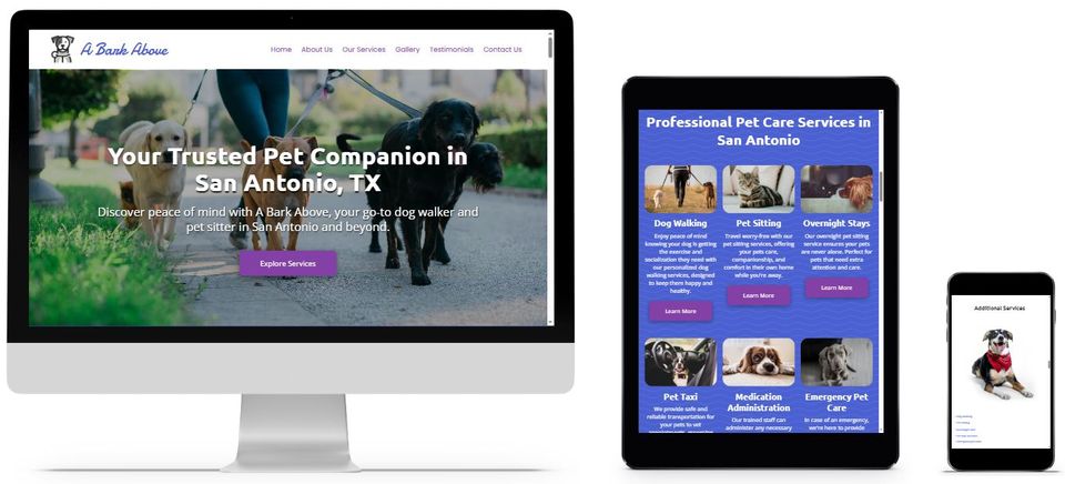 SEO optimized website for local pet sitting and dog walking services.