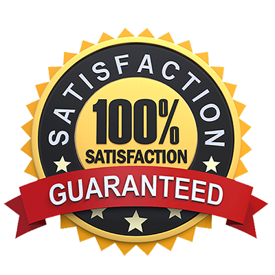 100 satisfaction guaranteed illustration label badge 400h